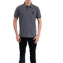 Mens Grey Polo Black Skull